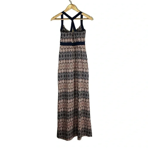 Eddie Bauer Travex Knit Geometric Cross Back Maxi Sun Dress Size Small Summer - Picture 3 of 8